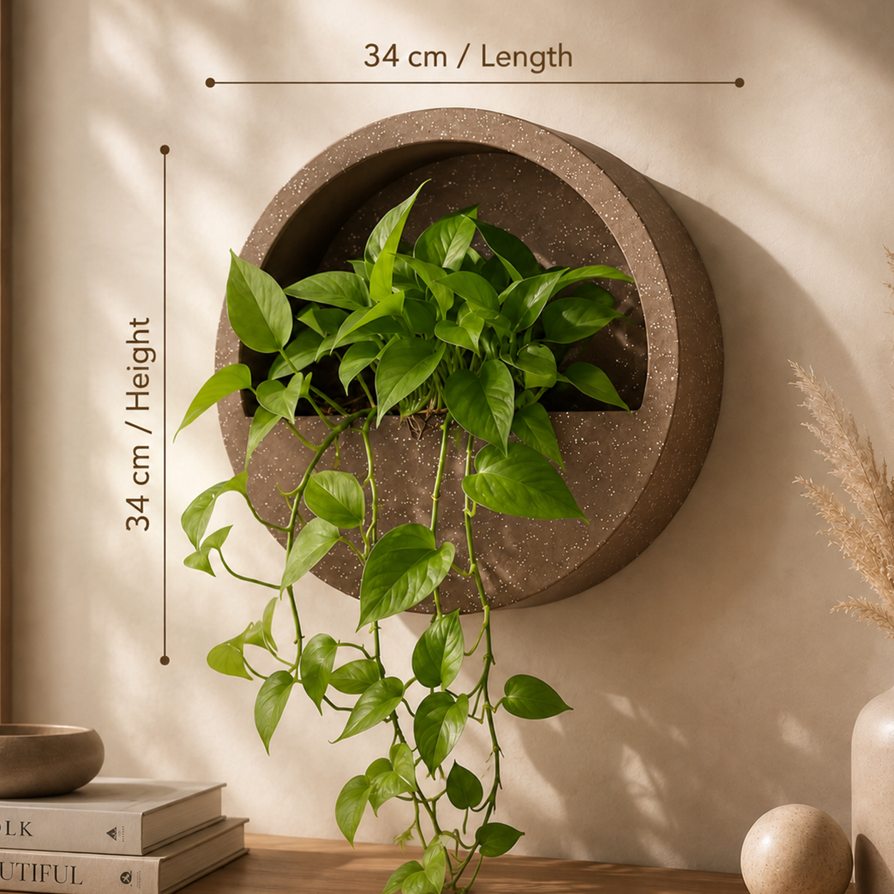 Half Moon Wall Mount Planter - Coffeestone