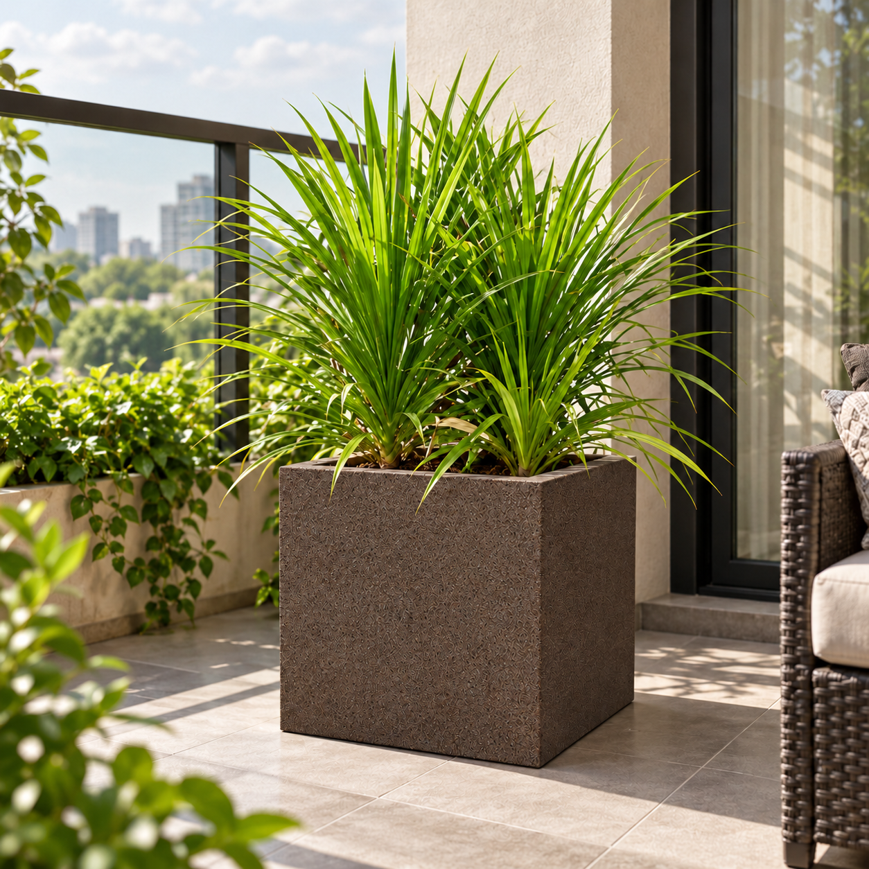 Roto Molded Planters - Square - Chocolatestone