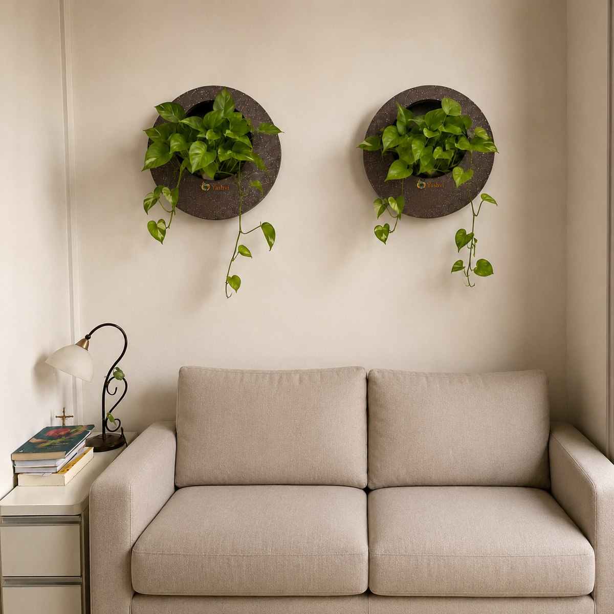 Full Moon Wall Mount Planter Chocolatestone