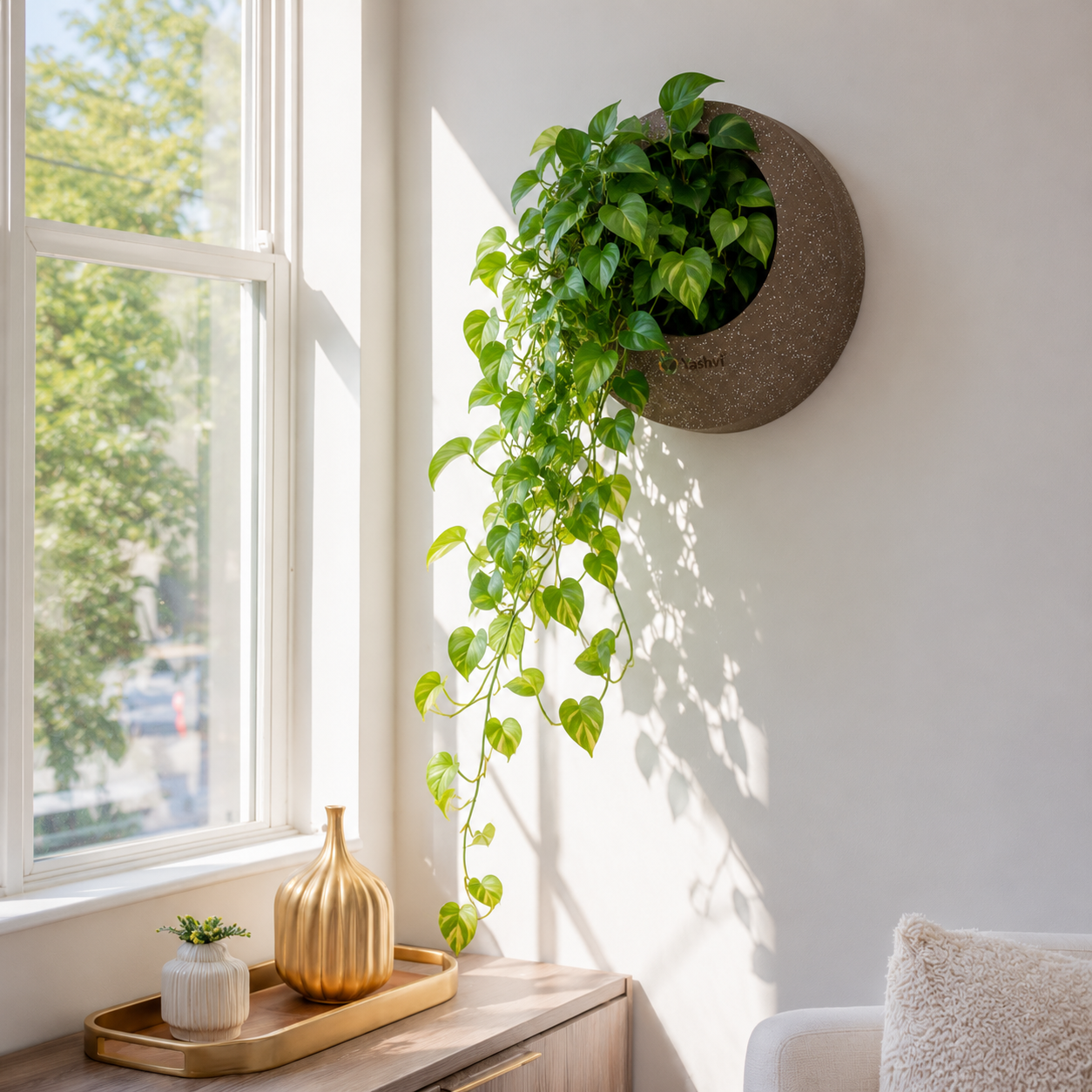 Full Moon Wall Mount Planter Chocolatestone