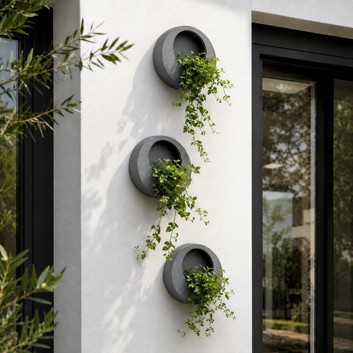 Full Moon Wall Mount Planter Greystone