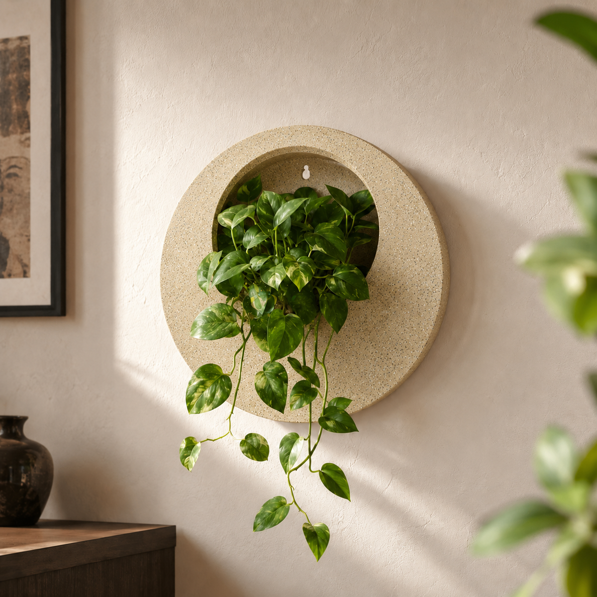 Full Moon Wall Mount Planter Sandstone