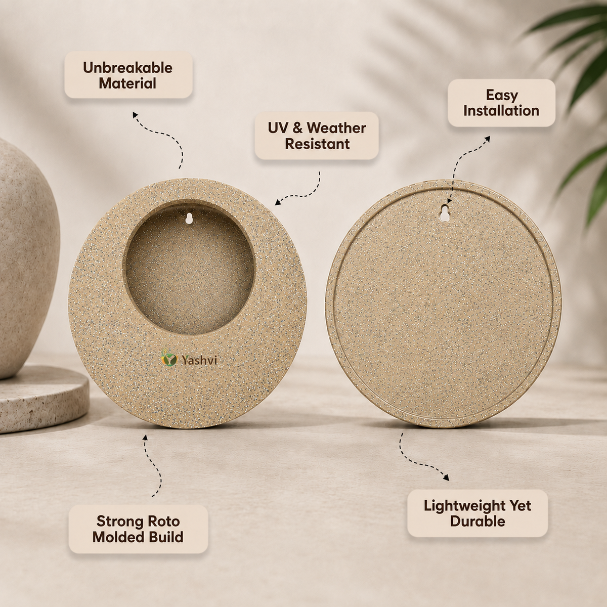 Full Moon Wall Mount Planter Sandstone