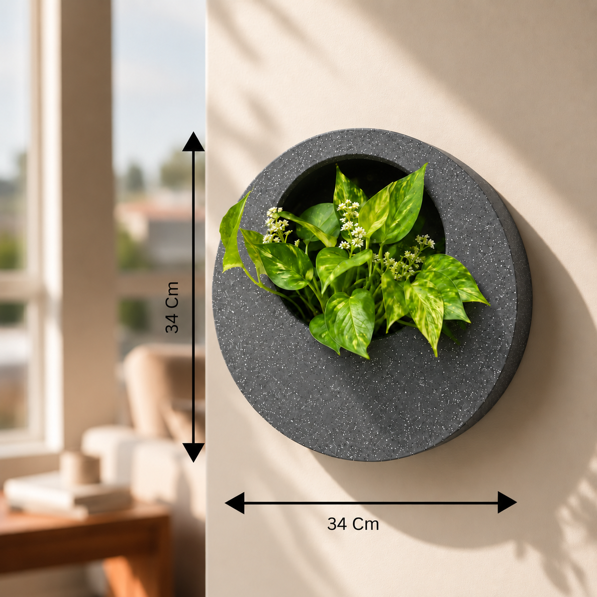 Full Moon Wall Mount Planter Greystone