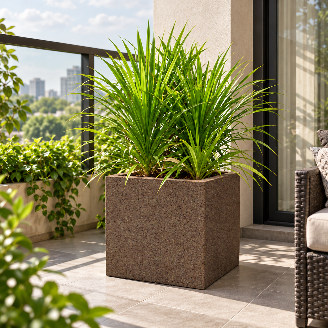 Roto Molded Planters - Square - Coffeestone
