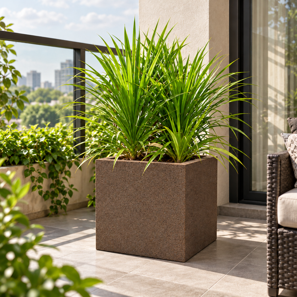 Roto Molded Planters - Square - Coffeestone