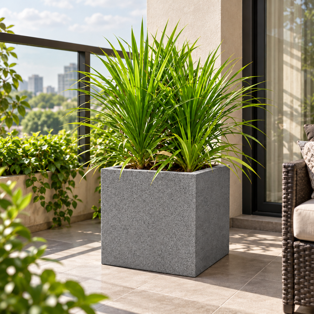 Roto Molded Planters - Square - Greystone