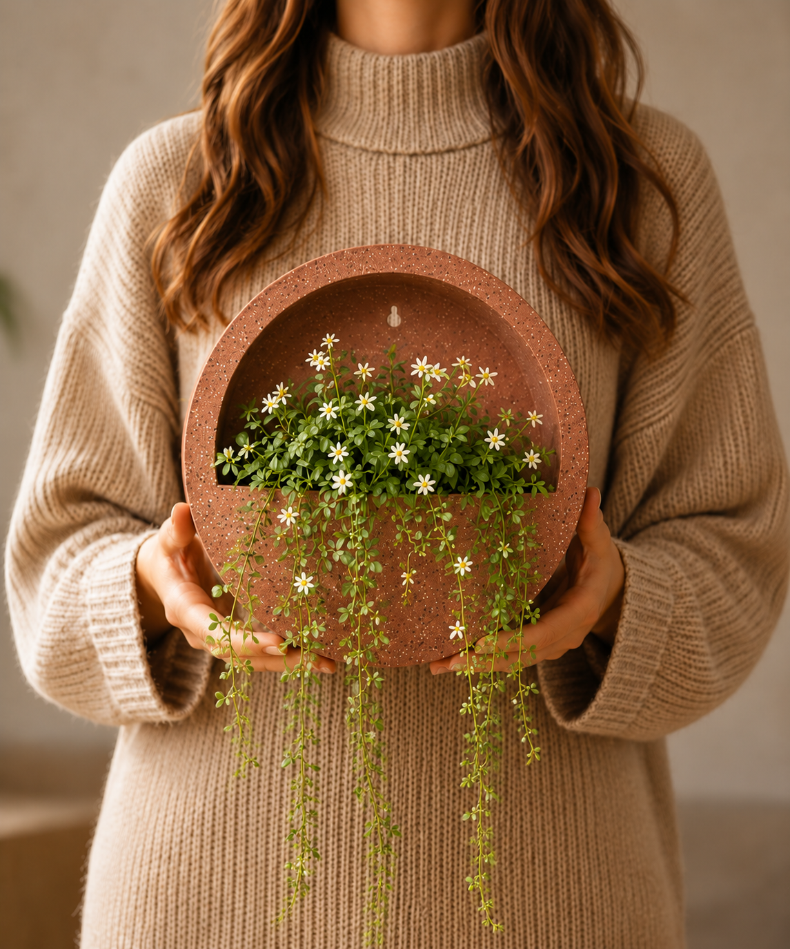 Half Moon Wall Mount Planter Redstone