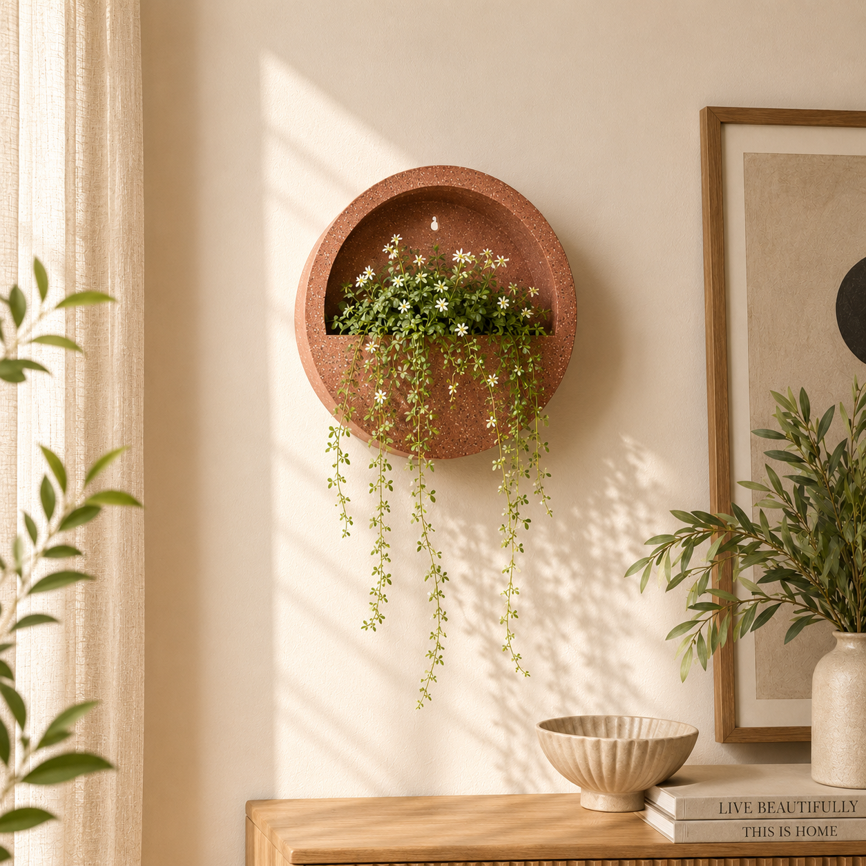 Half Moon Wall Mount Planter__Redstone