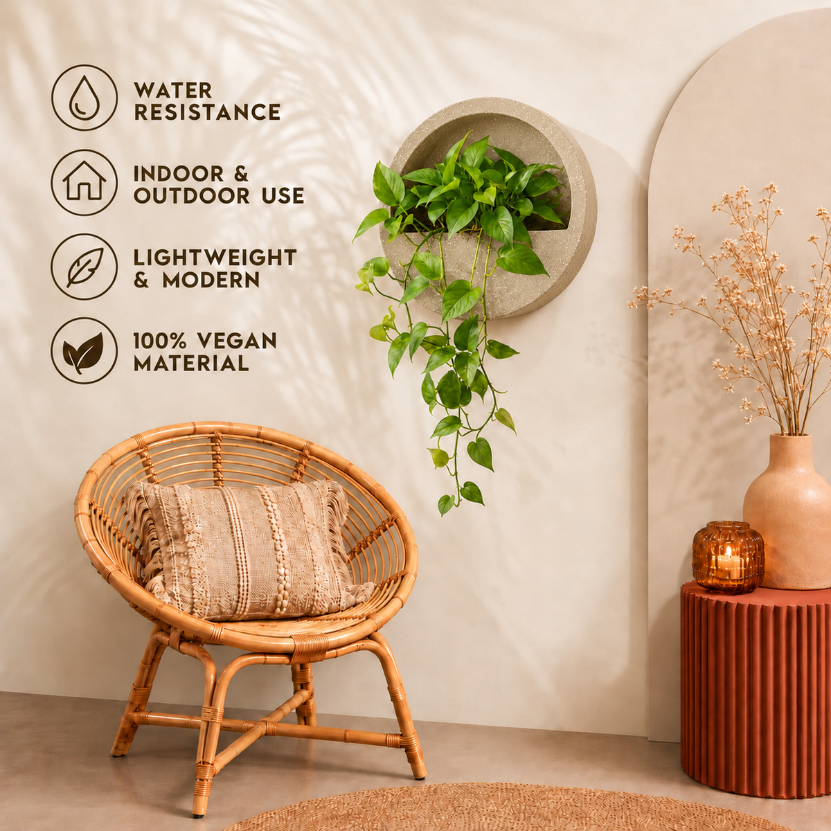 Half Moon Wall Mount Planter - Sandstone