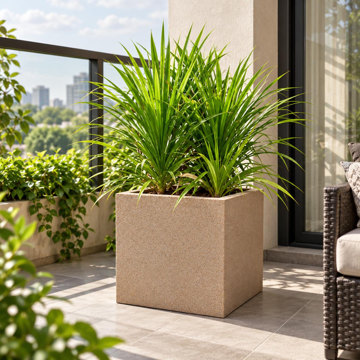 Roto Molded Planters - Square - Sandstone