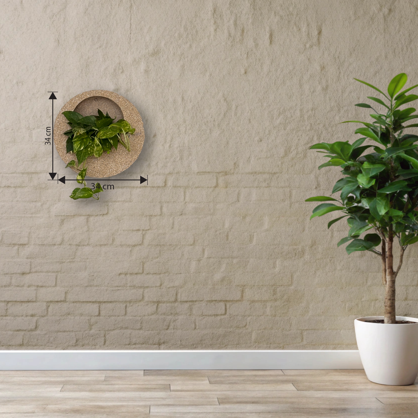 Full Moon Wall Mount Planter__Sandstone
