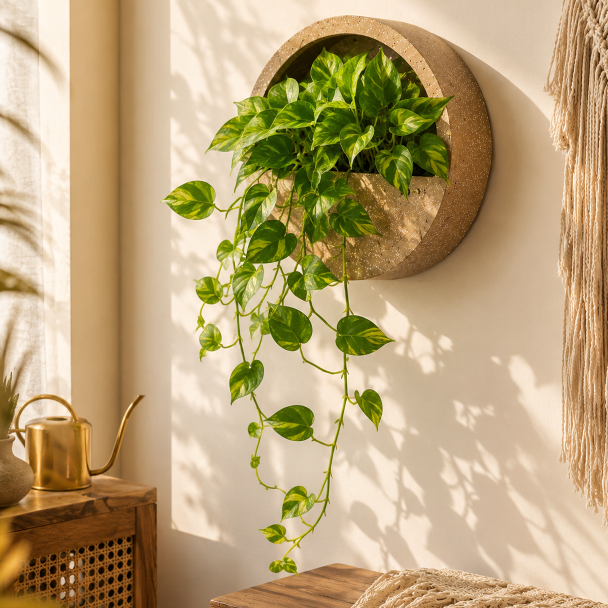 Half Moon Wall Mount Planter - Sandstone
