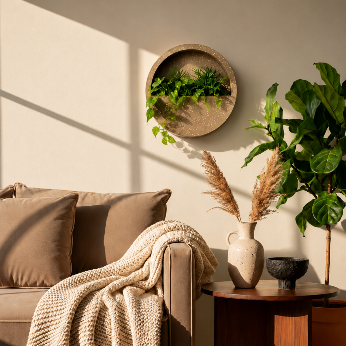 Half Moon Wall Mount Planter - Sandstone