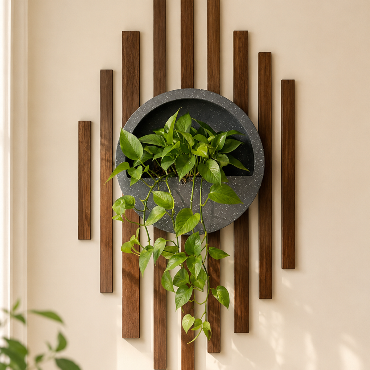 Half Moon Wall Mount Planter - Greystone